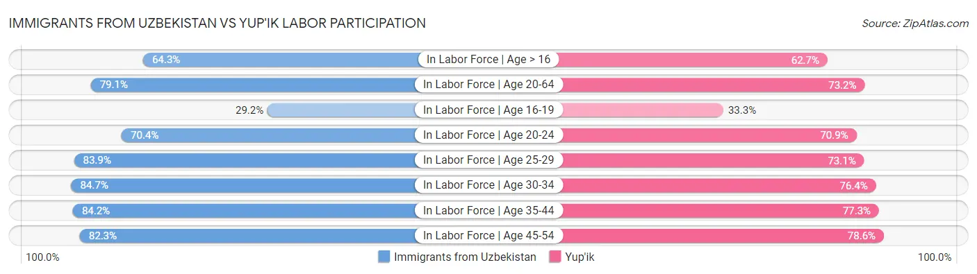 Immigrants from Uzbekistan vs Yup'ik Labor Participation