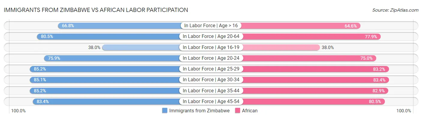 Immigrants from Zimbabwe vs African Labor Participation