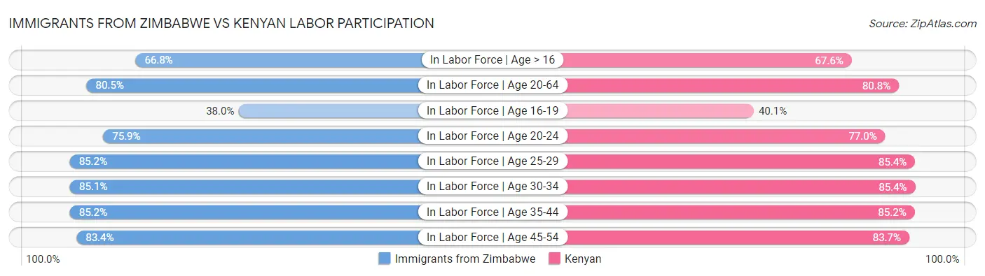 Immigrants from Zimbabwe vs Kenyan Labor Participation