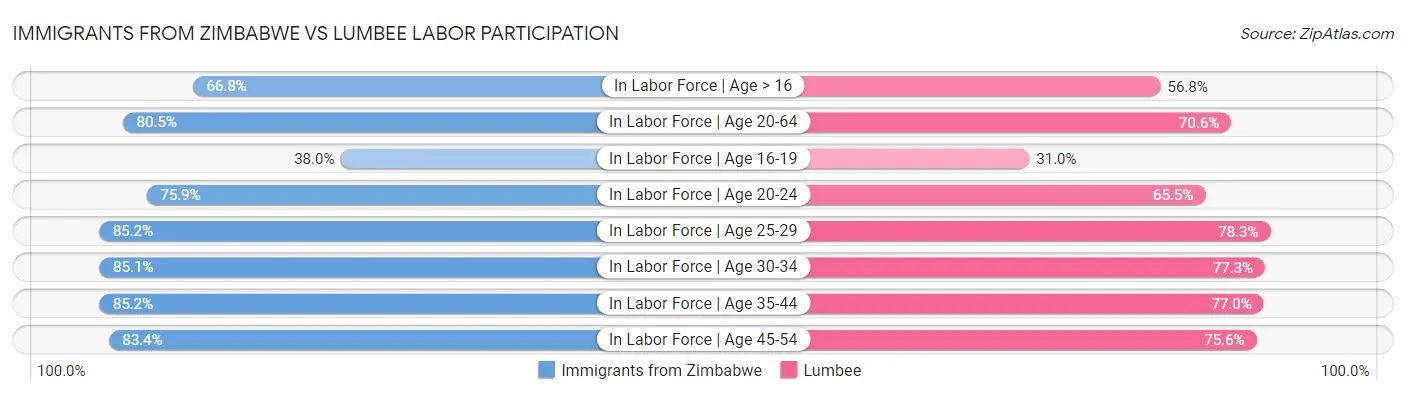 Immigrants from Zimbabwe vs Lumbee Labor Participation