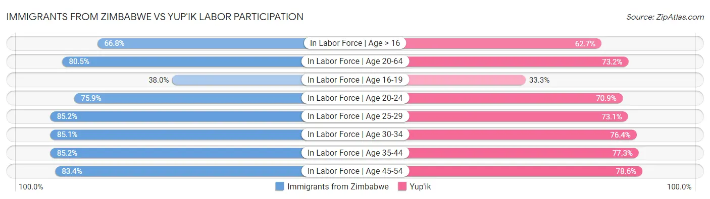 Immigrants from Zimbabwe vs Yup'ik Labor Participation