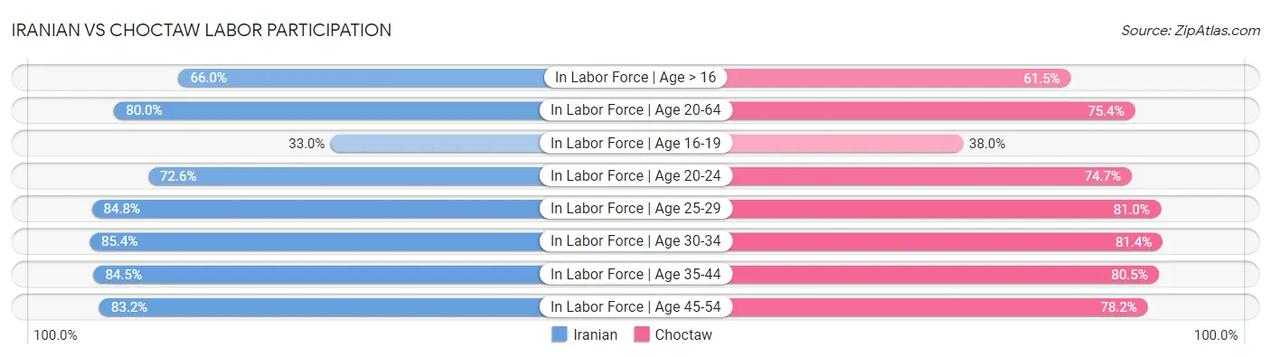 Iranian vs Choctaw Labor Participation