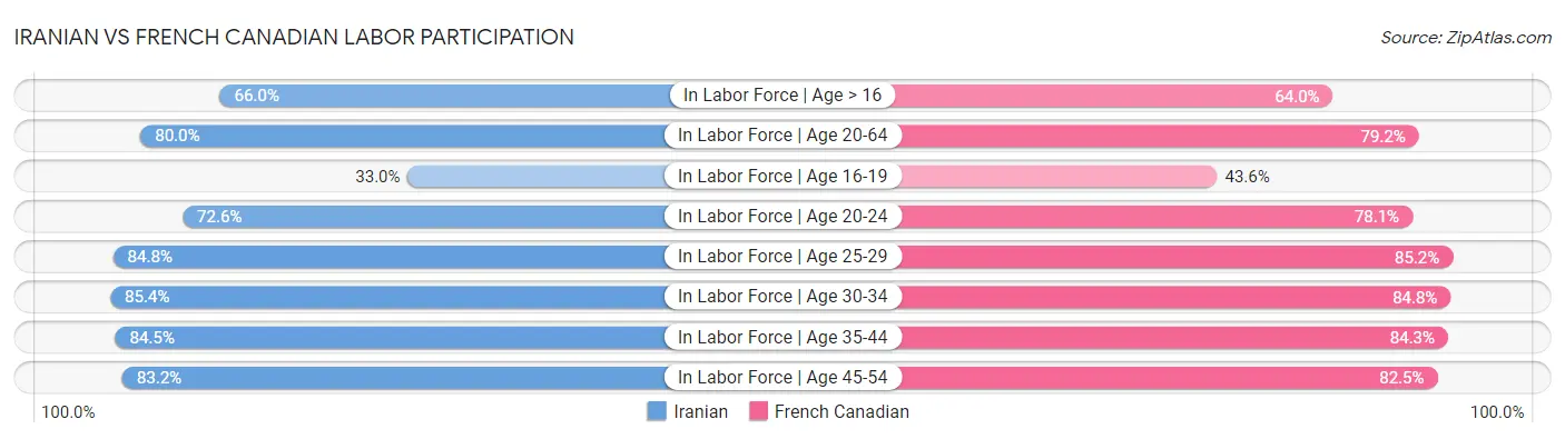 Iranian vs French Canadian Labor Participation