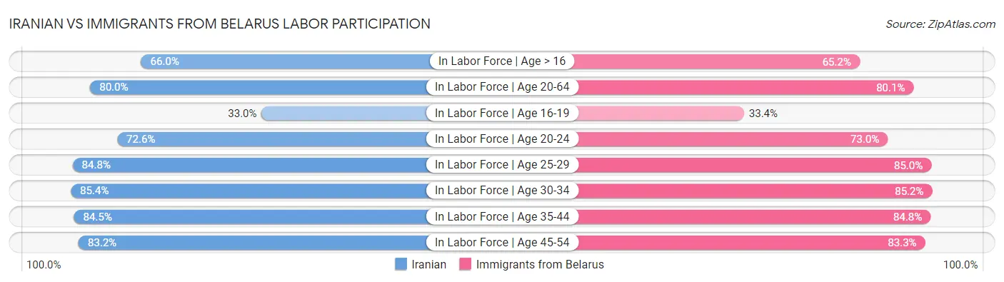 Iranian vs Immigrants from Belarus Labor Participation
