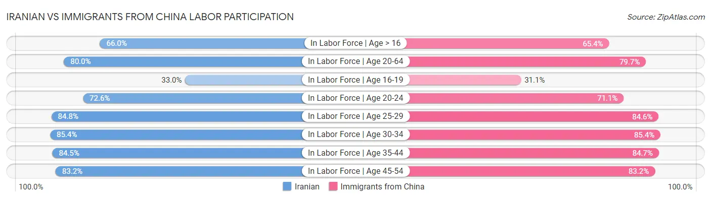 Iranian vs Immigrants from China Labor Participation