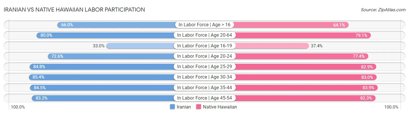 Iranian vs Native Hawaiian Labor Participation