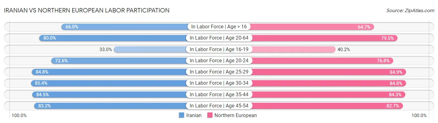 Iranian vs Northern European Labor Participation