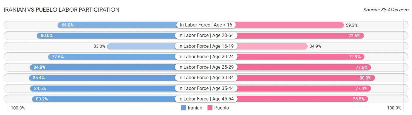 Iranian vs Pueblo Labor Participation