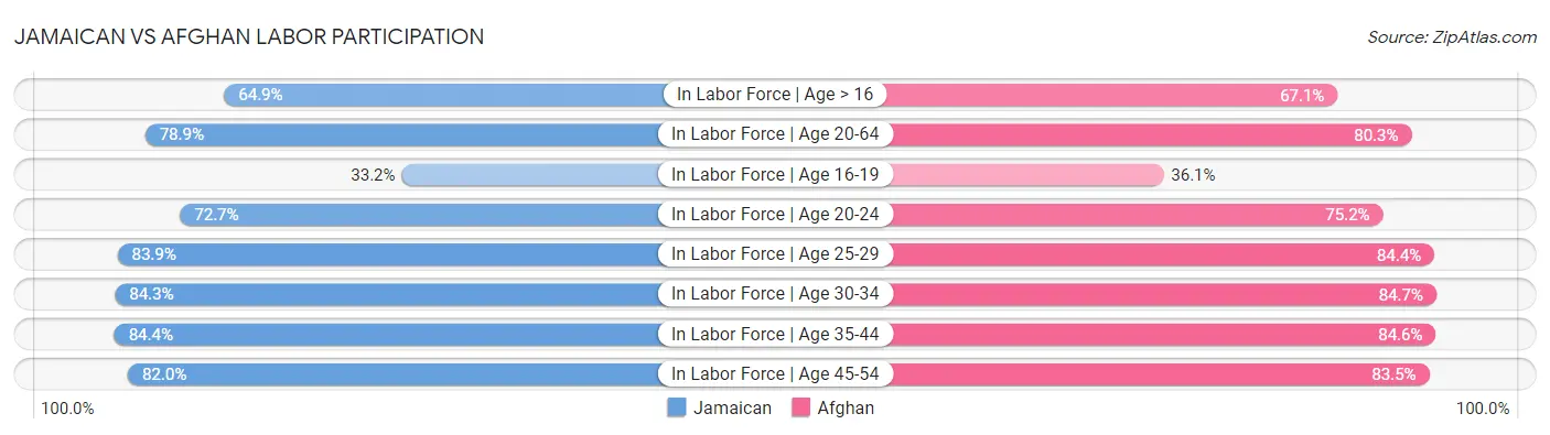 Jamaican vs Afghan Labor Participation