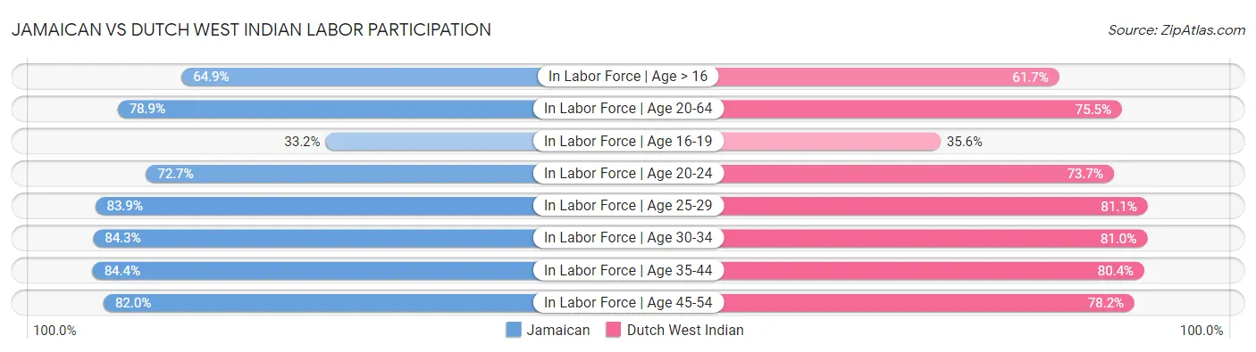 Jamaican vs Dutch West Indian Labor Participation