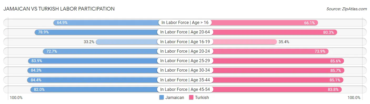 Jamaican vs Turkish Labor Participation