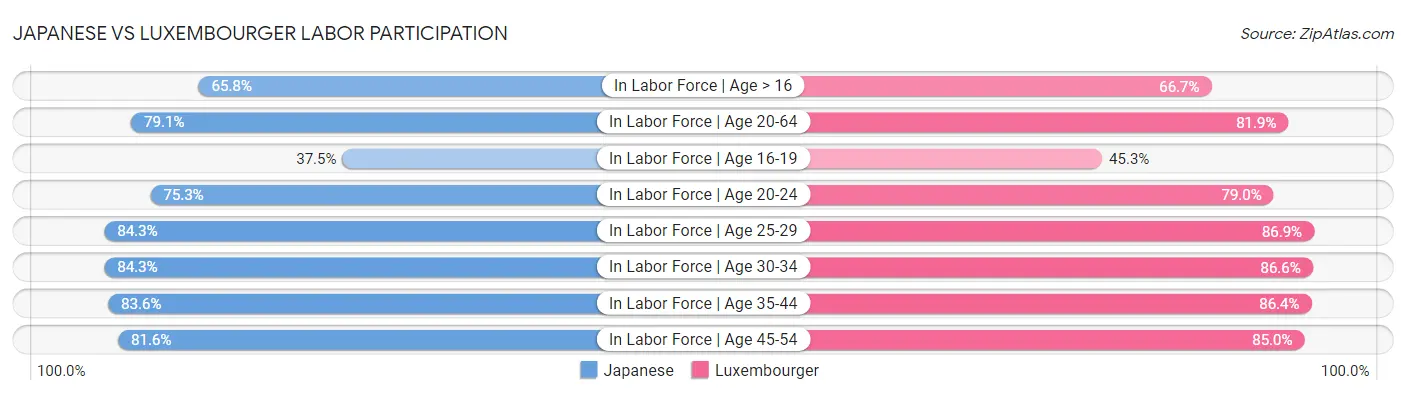 Japanese vs Luxembourger Labor Participation