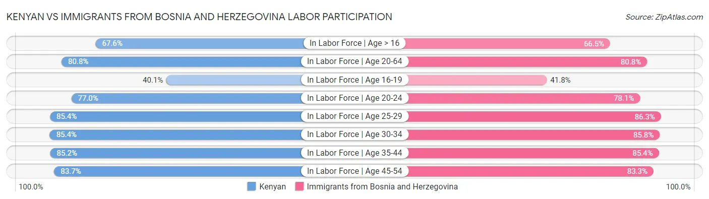 Kenyan vs Immigrants from Bosnia and Herzegovina Labor Participation