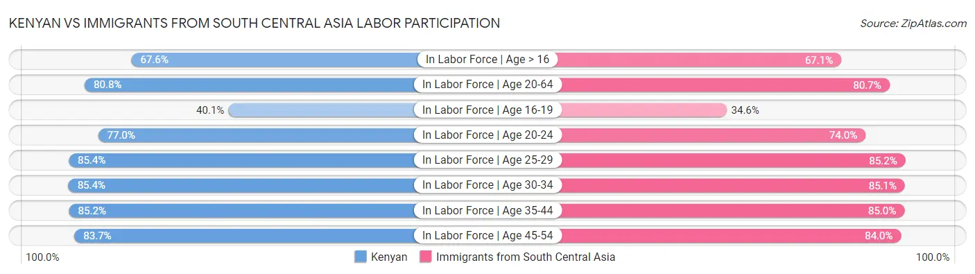 Kenyan vs Immigrants from South Central Asia Labor Participation