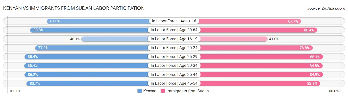Kenyan vs Immigrants from Sudan Labor Participation
