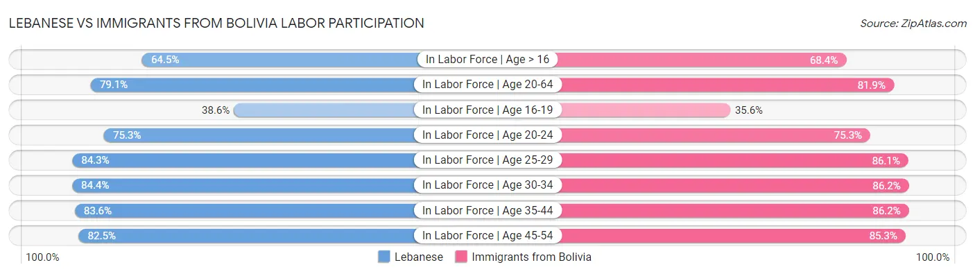 Lebanese vs Immigrants from Bolivia Labor Participation