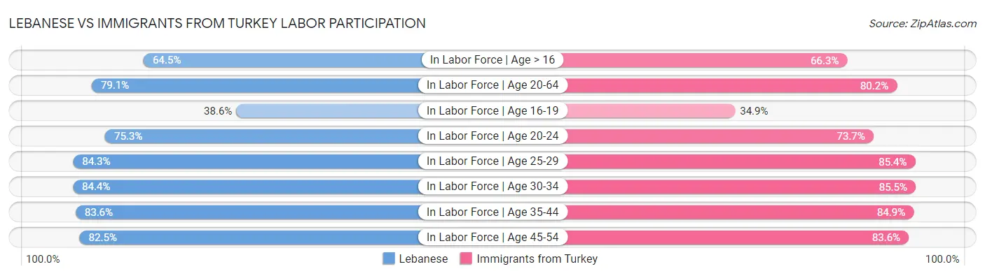 Lebanese vs Immigrants from Turkey Labor Participation