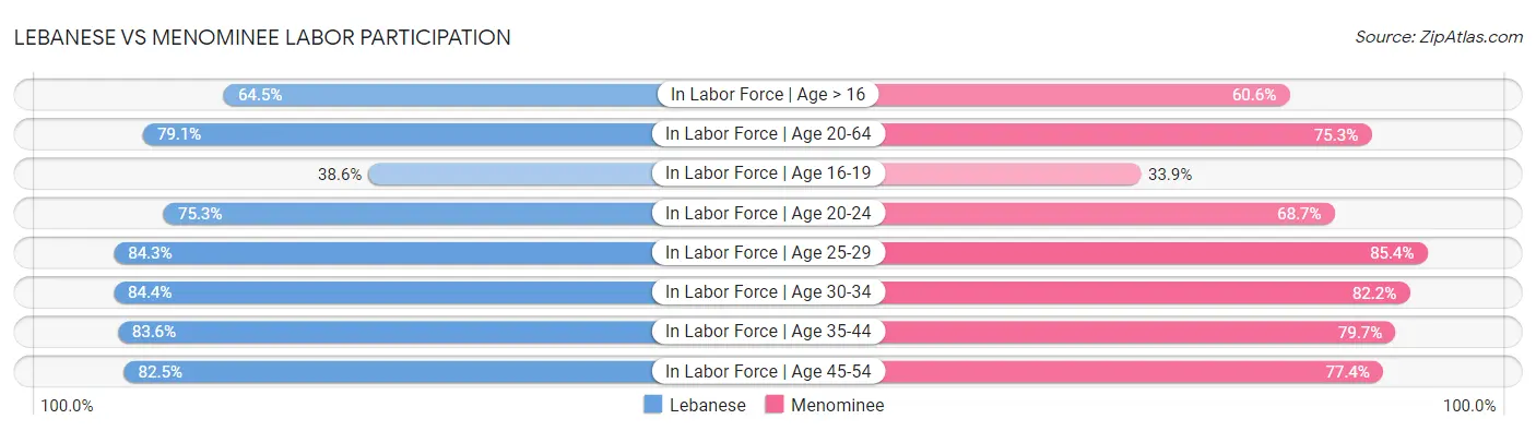 Lebanese vs Menominee Labor Participation