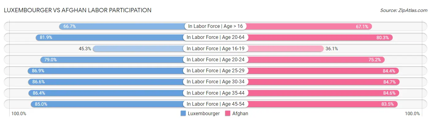 Luxembourger vs Afghan Labor Participation