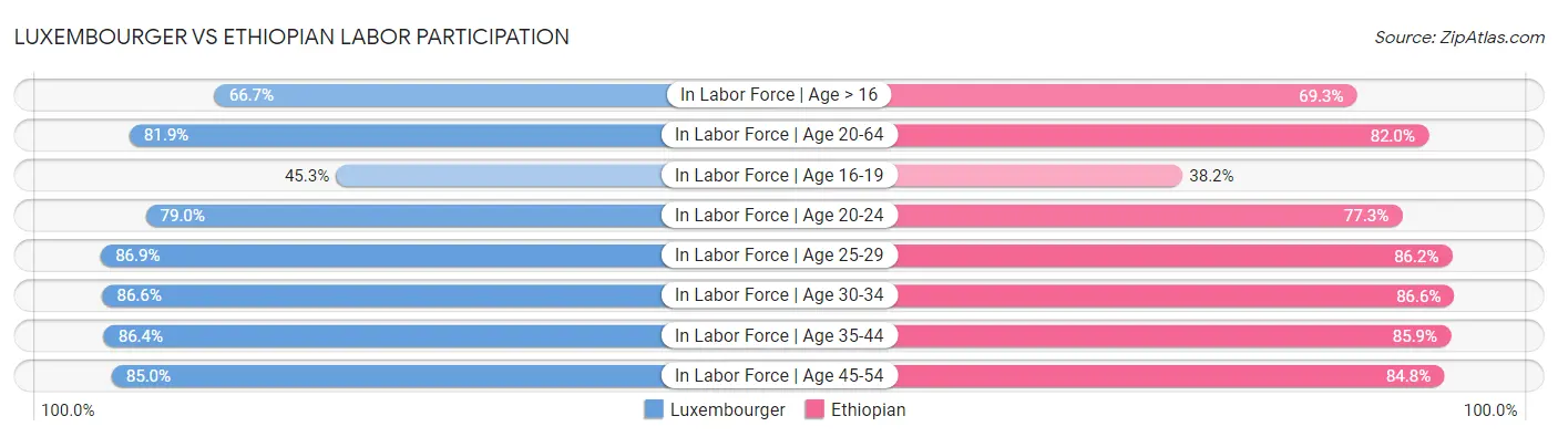 Luxembourger vs Ethiopian Labor Participation