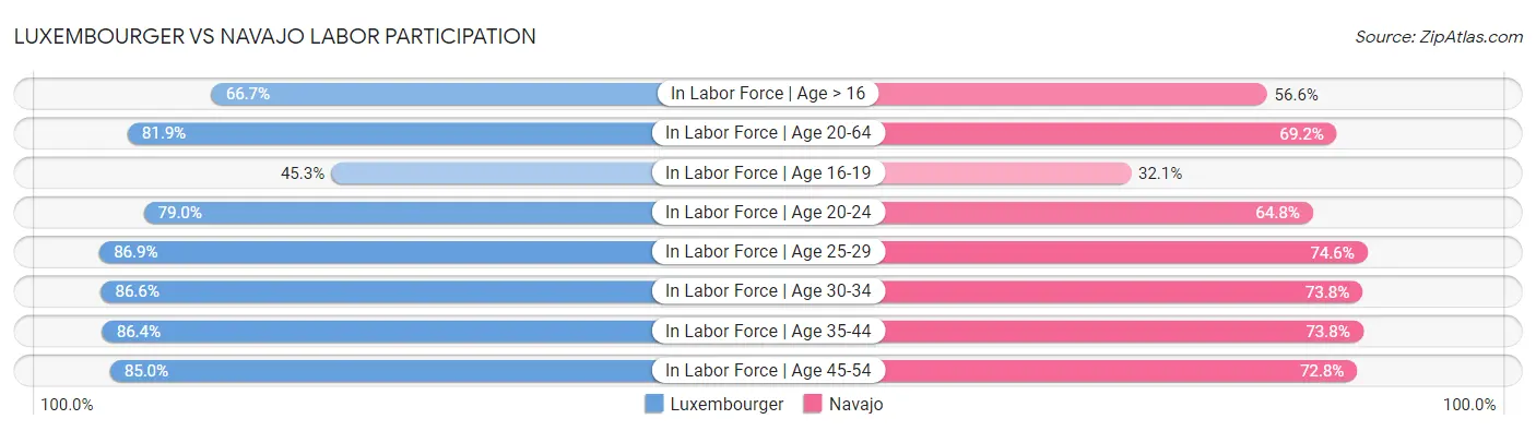 Luxembourger vs Navajo Labor Participation