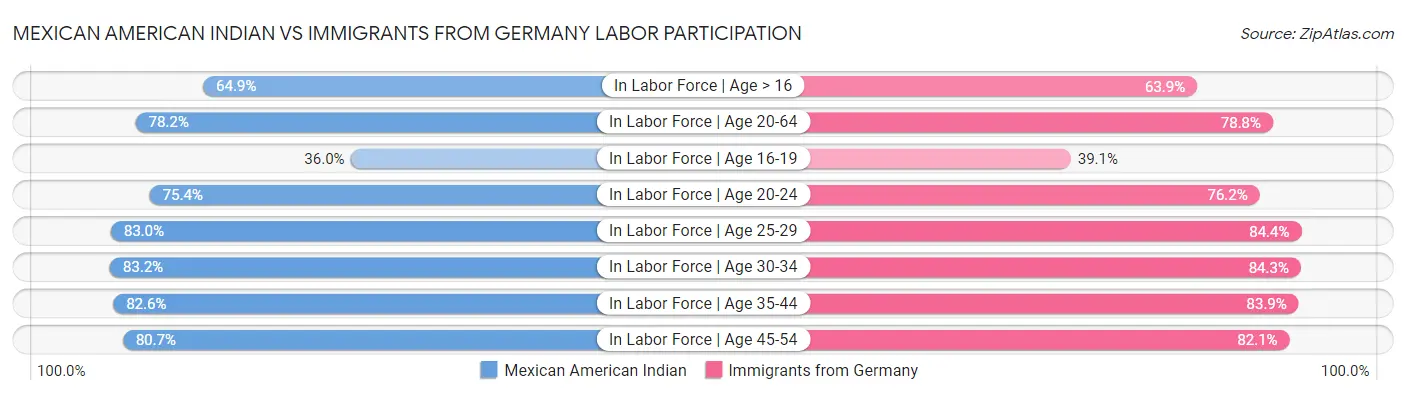 Mexican American Indian vs Immigrants from Germany Labor Participation