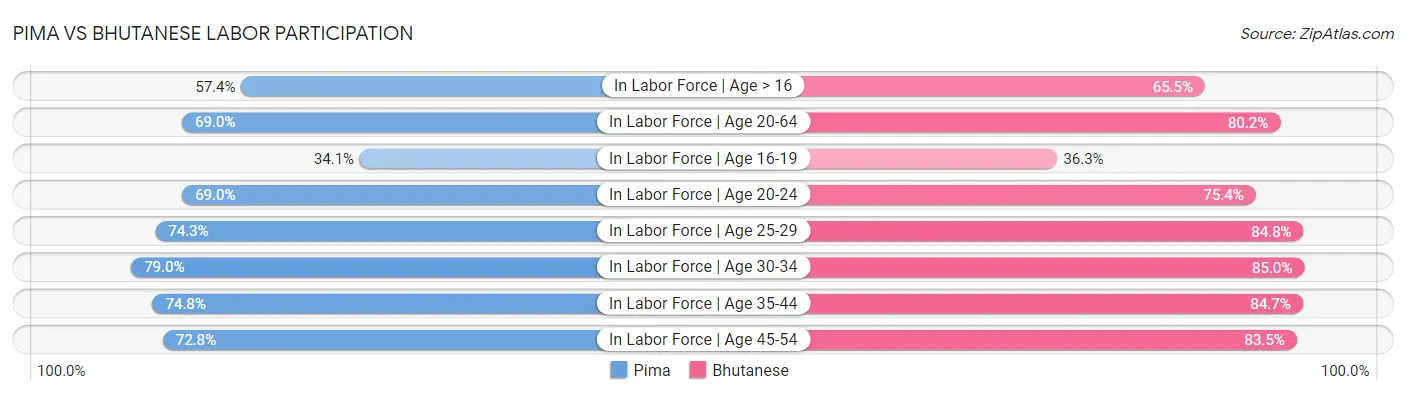 Pima vs Bhutanese Labor Participation