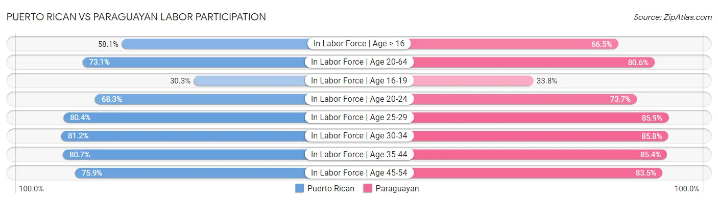 Puerto Rican vs Paraguayan Labor Participation