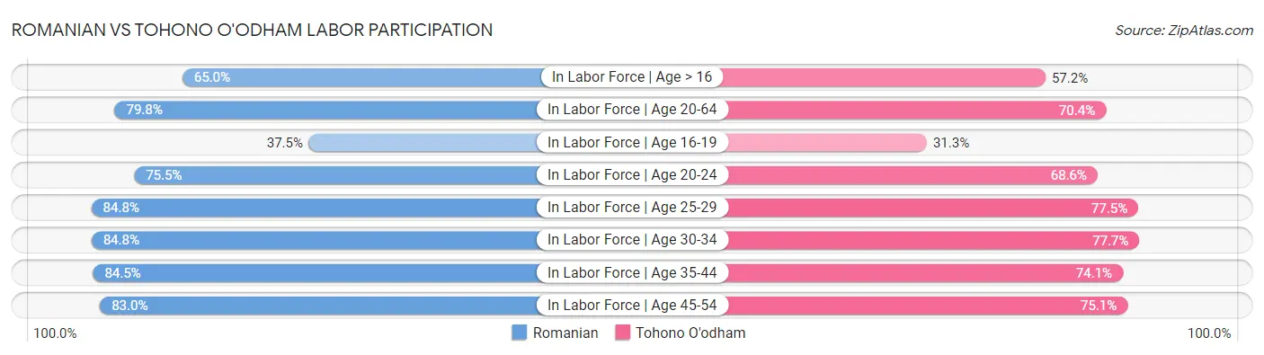 Romanian vs Tohono O'odham Labor Participation