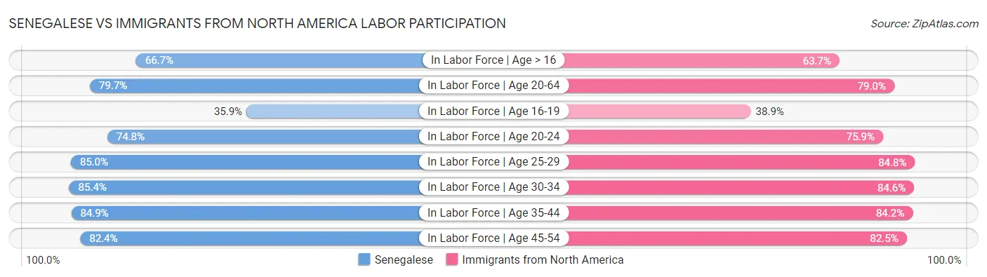 Senegalese vs Immigrants from North America Labor Participation