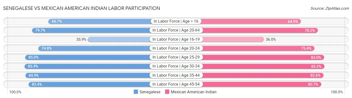 Senegalese vs Mexican American Indian Labor Participation