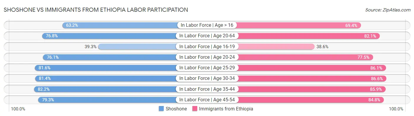 Shoshone vs Immigrants from Ethiopia Labor Participation