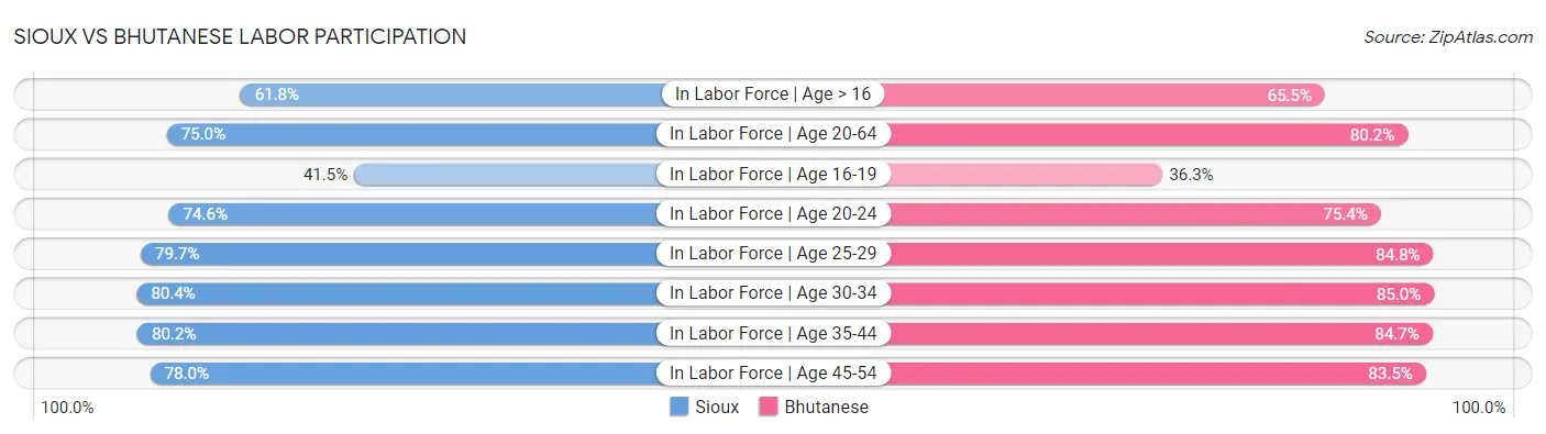 Sioux vs Bhutanese Labor Participation