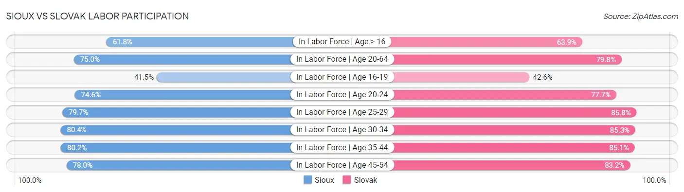 Sioux vs Slovak Labor Participation