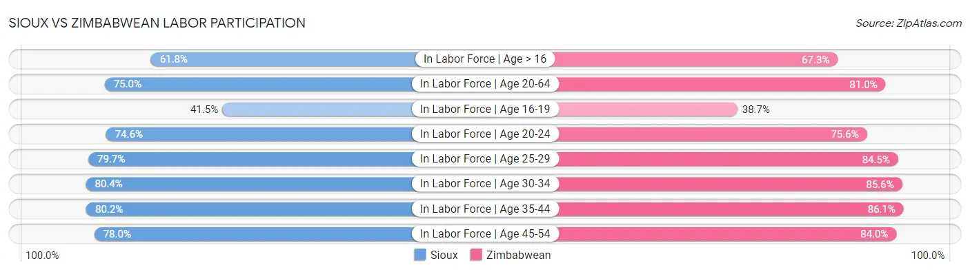 Sioux vs Zimbabwean Labor Participation