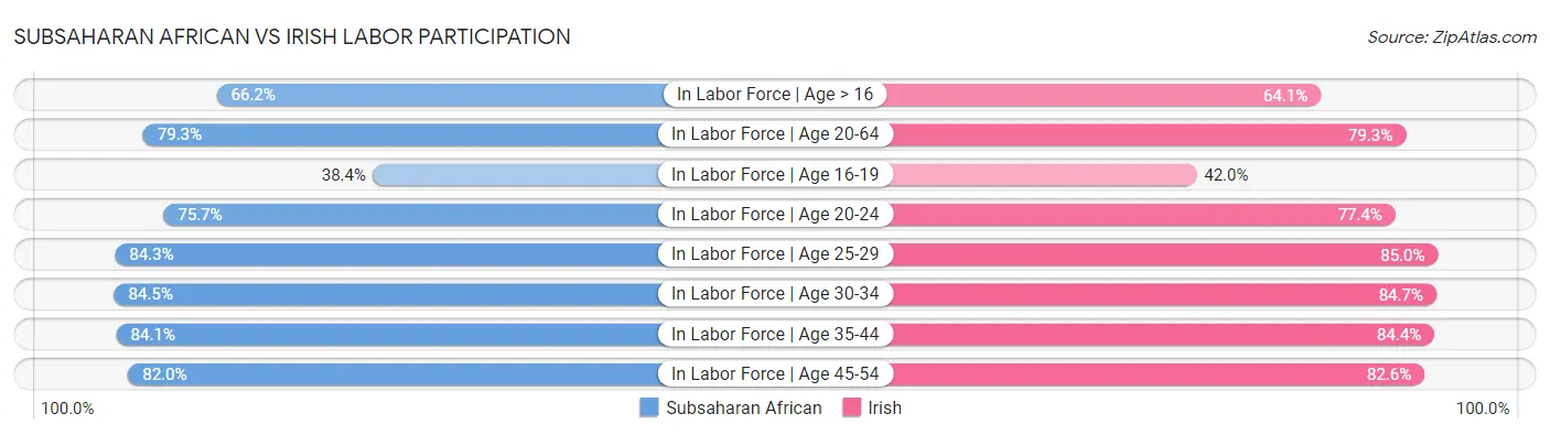 Subsaharan African vs Irish Labor Participation