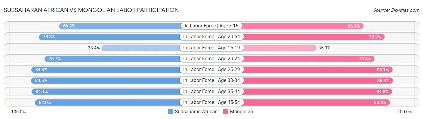 Subsaharan African vs Mongolian Labor Participation