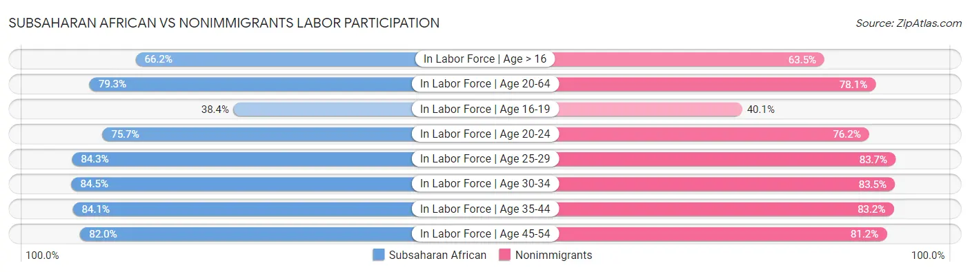 Subsaharan African vs Nonimmigrants Labor Participation