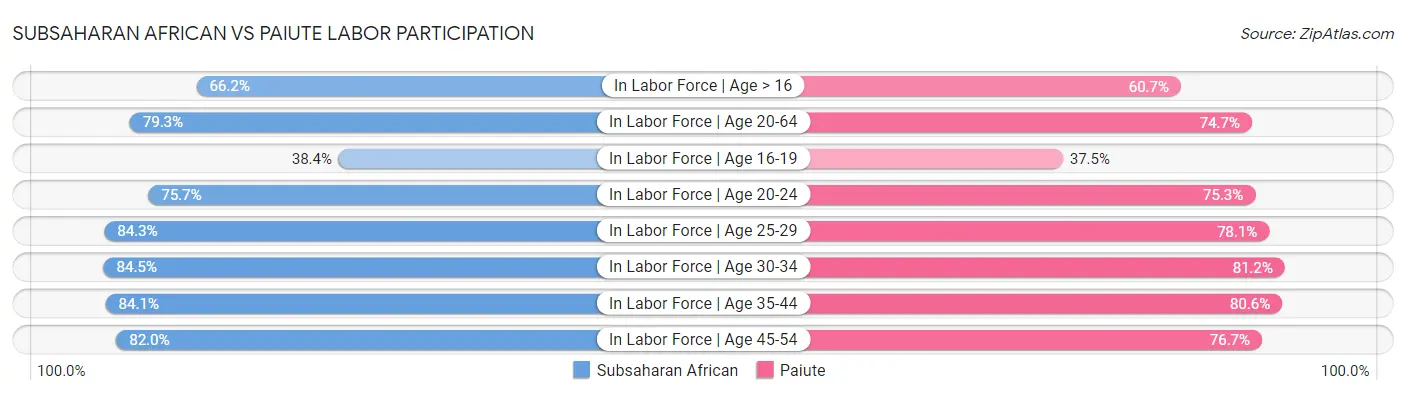 Subsaharan African vs Paiute Labor Participation