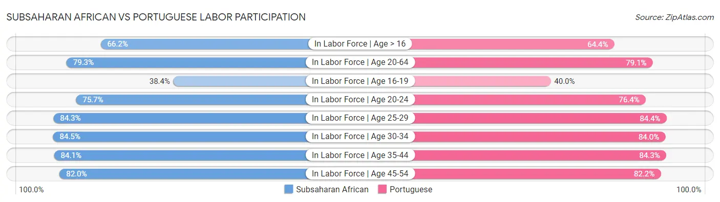 Subsaharan African vs Portuguese Labor Participation