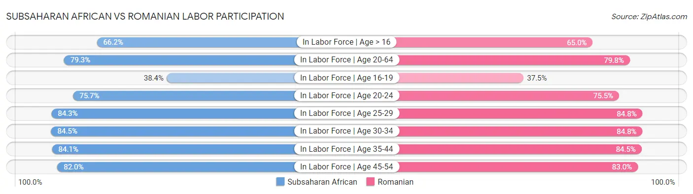 Subsaharan African vs Romanian Labor Participation