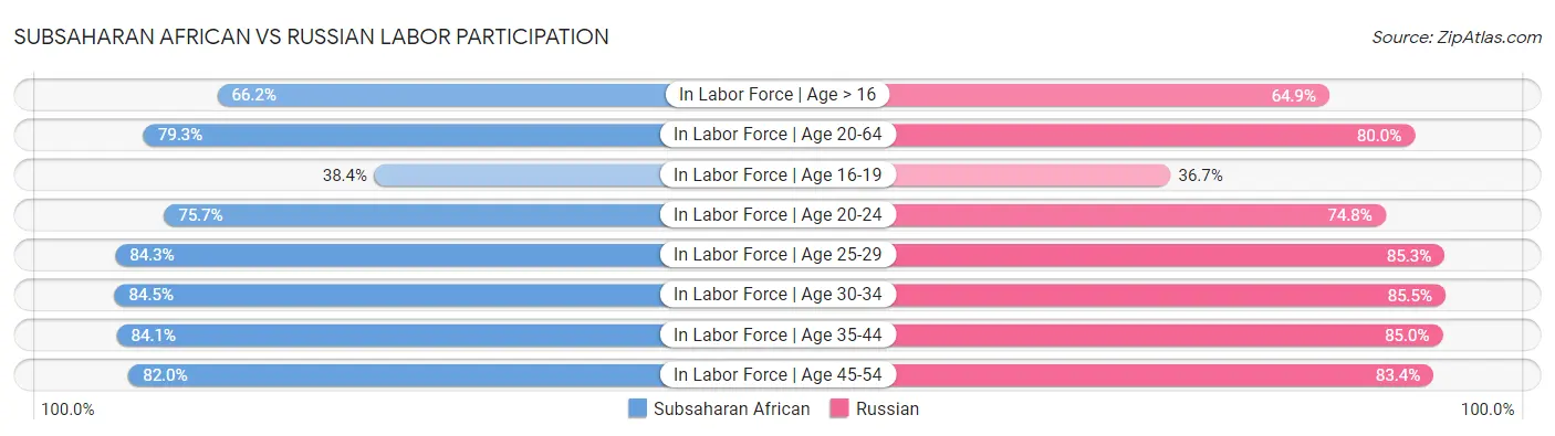 Subsaharan African vs Russian Labor Participation