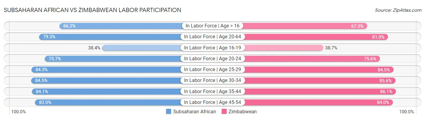 Subsaharan African vs Zimbabwean Labor Participation