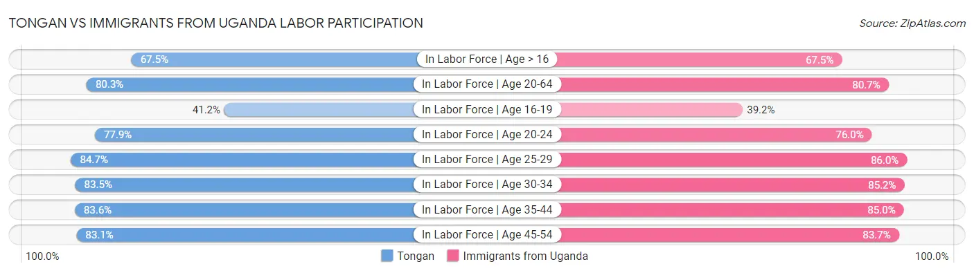 Tongan vs Immigrants from Uganda Labor Participation