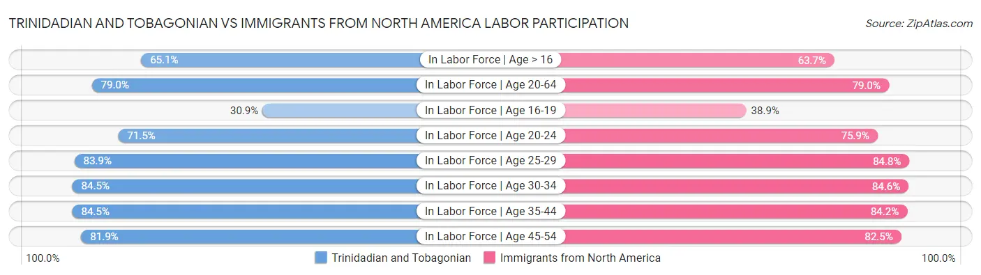 Trinidadian and Tobagonian vs Immigrants from North America Labor Participation