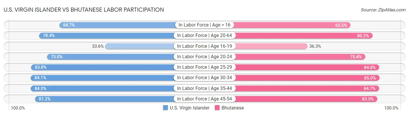 U.S. Virgin Islander vs Bhutanese Labor Participation
