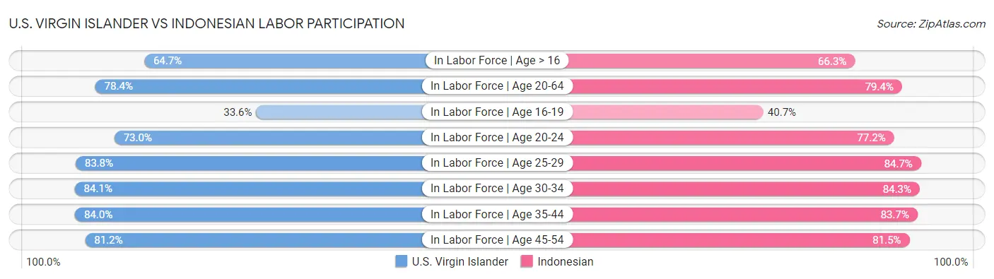 U.S. Virgin Islander vs Indonesian Labor Participation