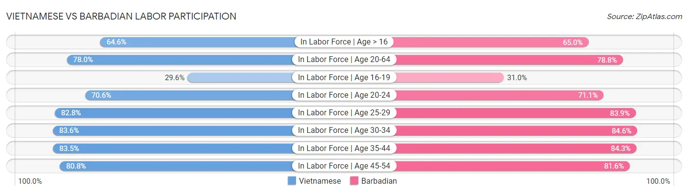 Vietnamese vs Barbadian Labor Participation