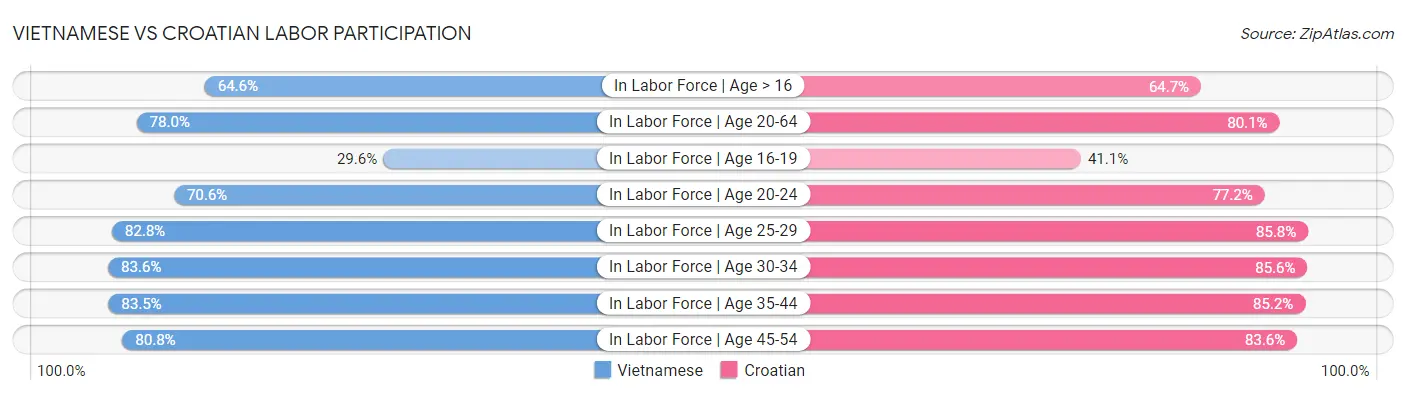 Vietnamese vs Croatian Labor Participation