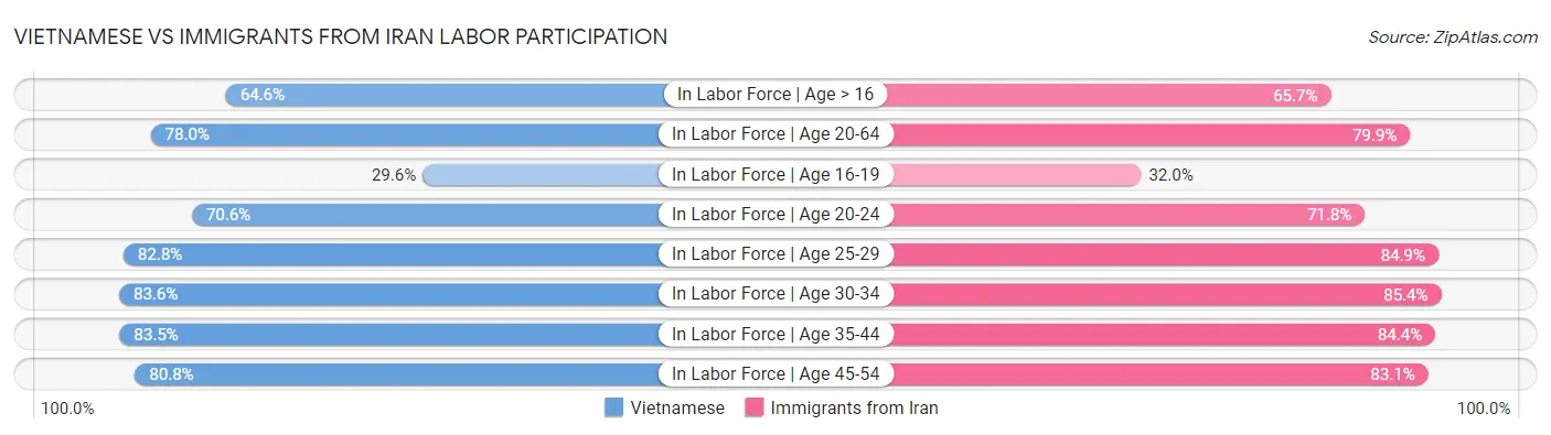 Vietnamese vs Immigrants from Iran Labor Participation